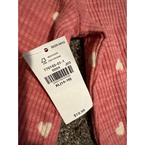 NWT Old Navy Long Sleeve Shirt Pink White Hearts Girls XL (14-16) - Picture 3 of 3